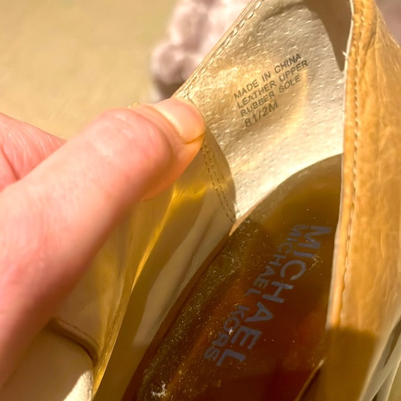 MICHAEL MICHAEL KORS Leather Triple-Buckle Heels, Tan + Gold, 8.5 — GUC - Picture 11 of 11